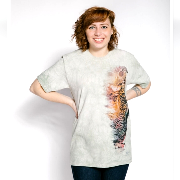 The Mountain Men's Forest Owl Light Sage Green SS Graphic T-shirt EUC Size M - Picture 1 of 10